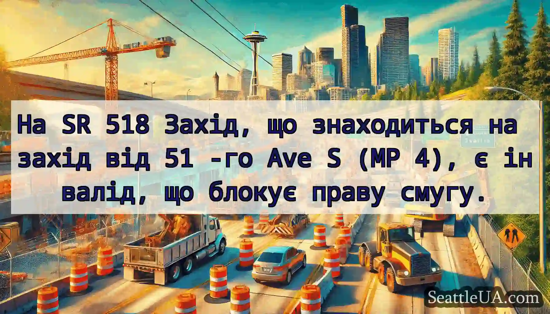 На SR 518 Захід, що знаходиться на захід від 51