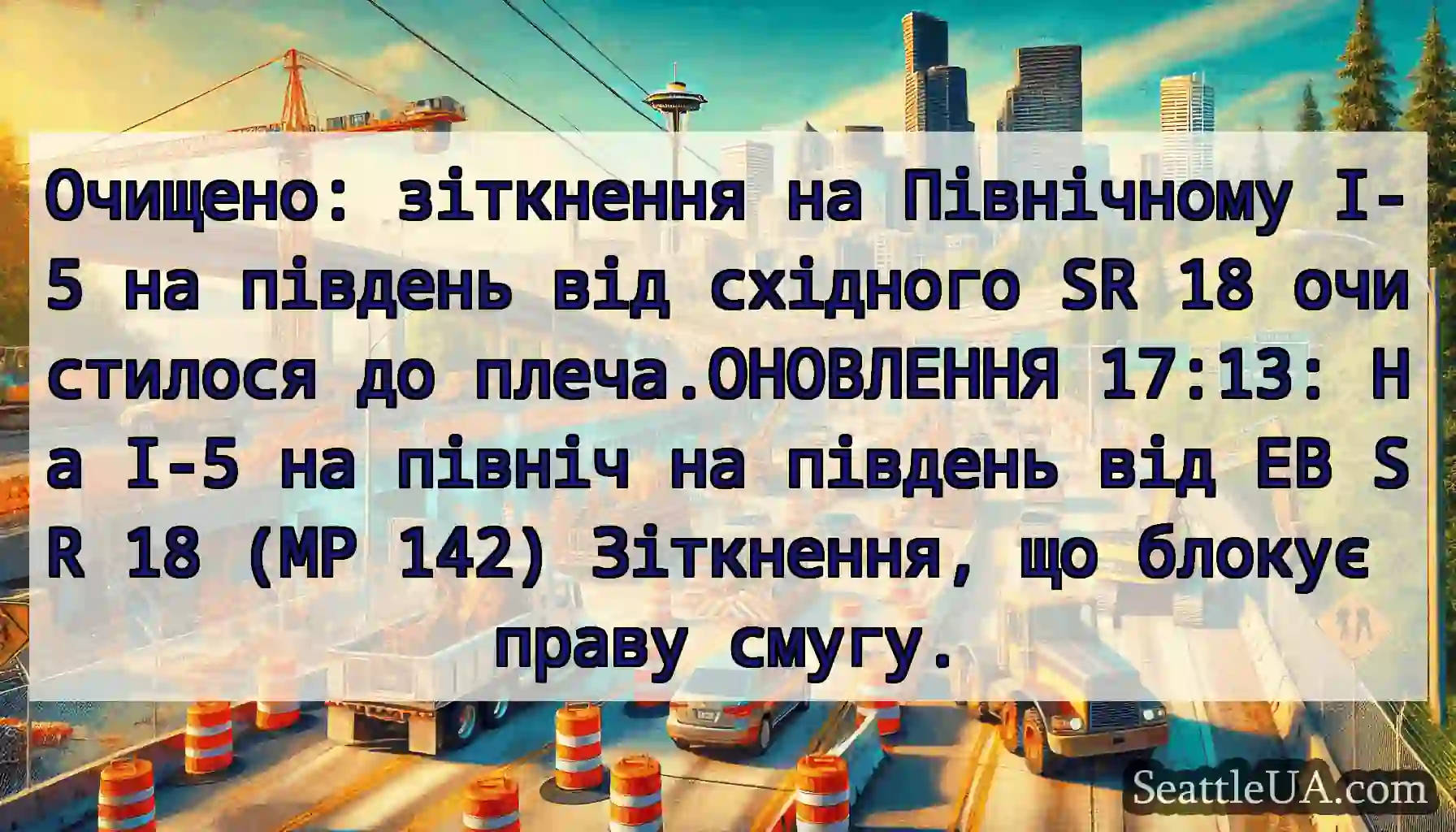 Очищено: зіткнення на Північному I-5 на південь