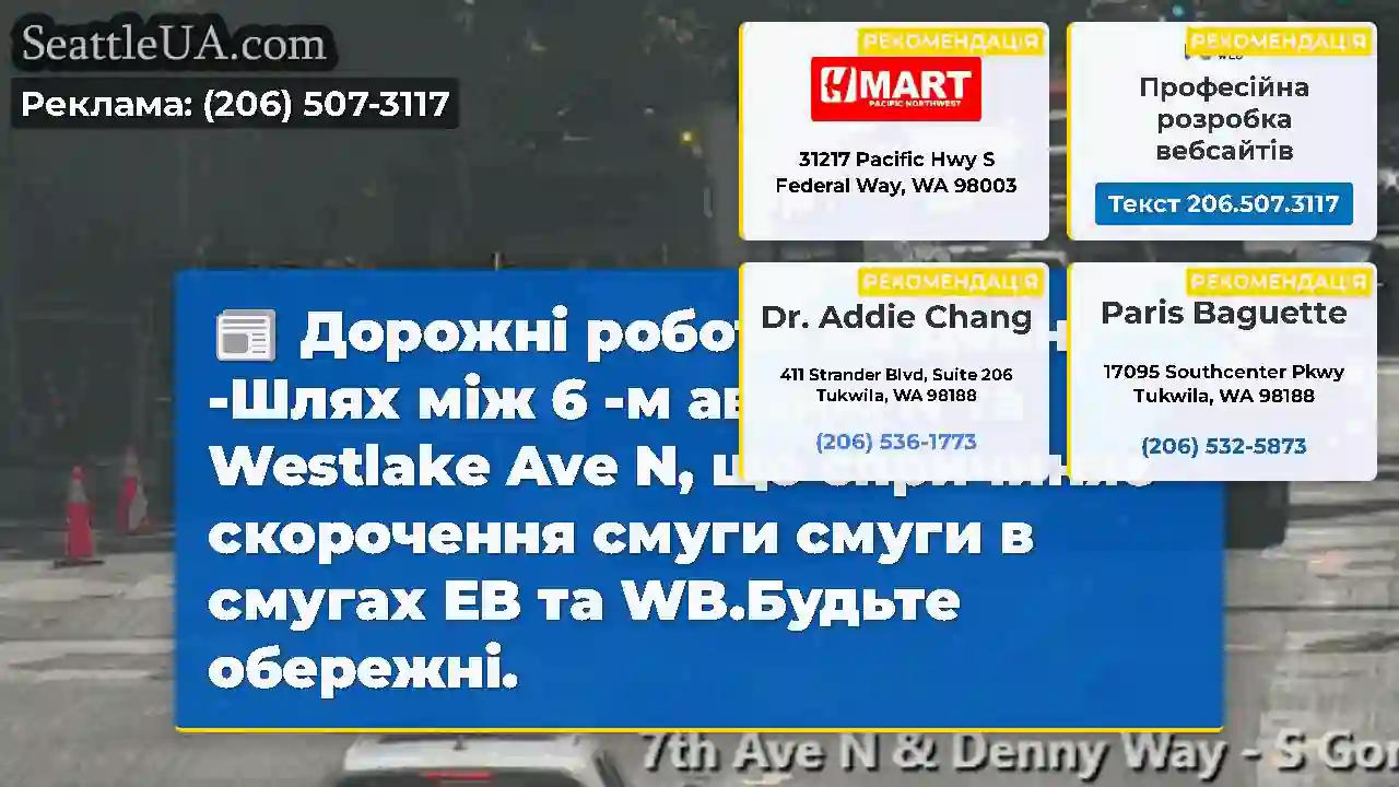 Дорожні роботи на Денні -Шлях між 6 -м авеню N та