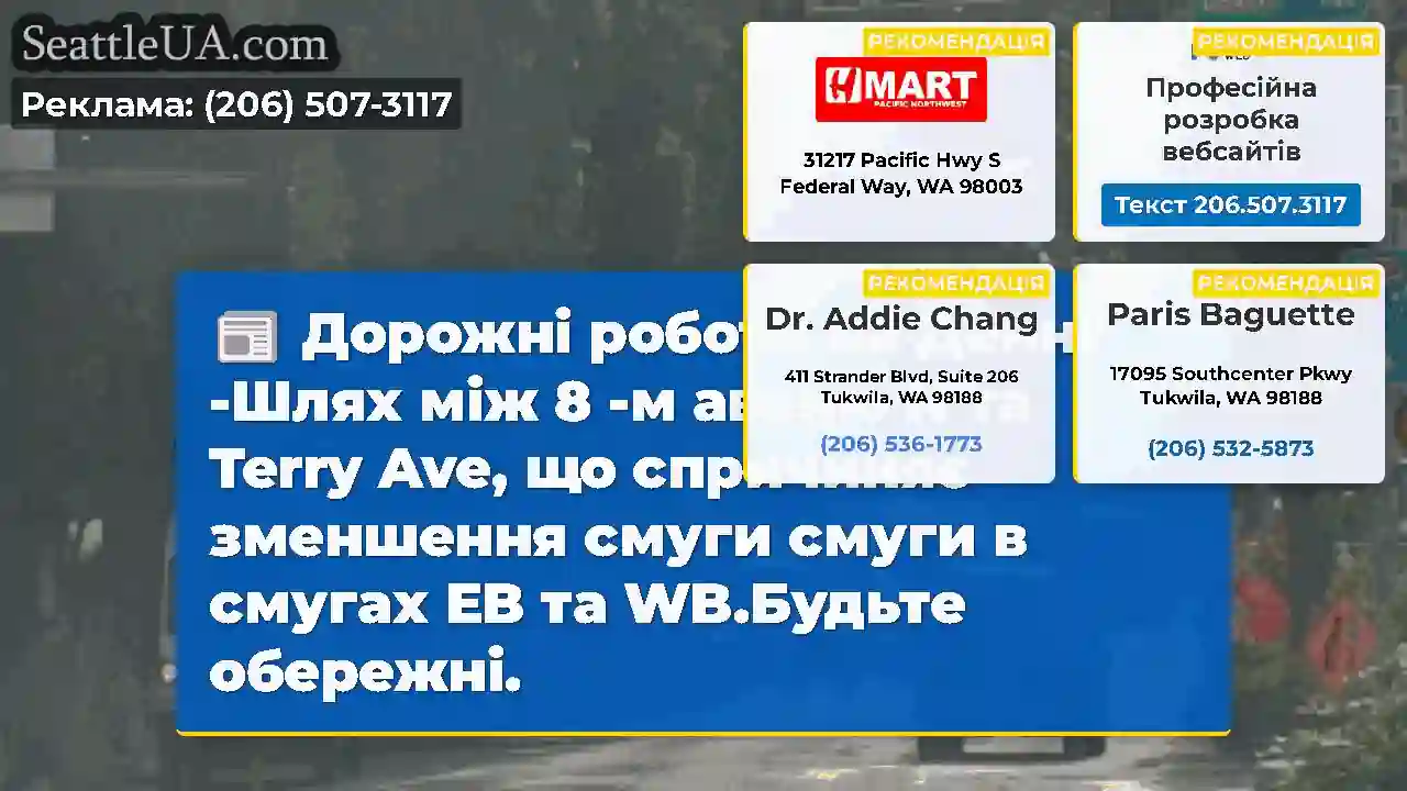 Дорожні роботи на Денні -Шлях між 8 -м авеню N та