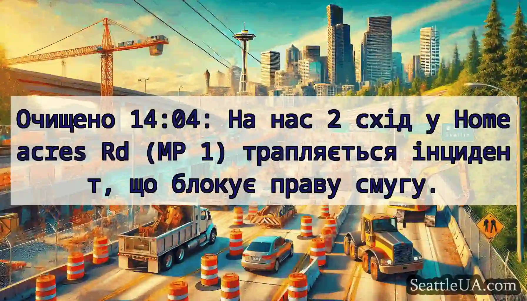 Очищено 14:04: На нас 2 схід у Homeacres Rd (MP