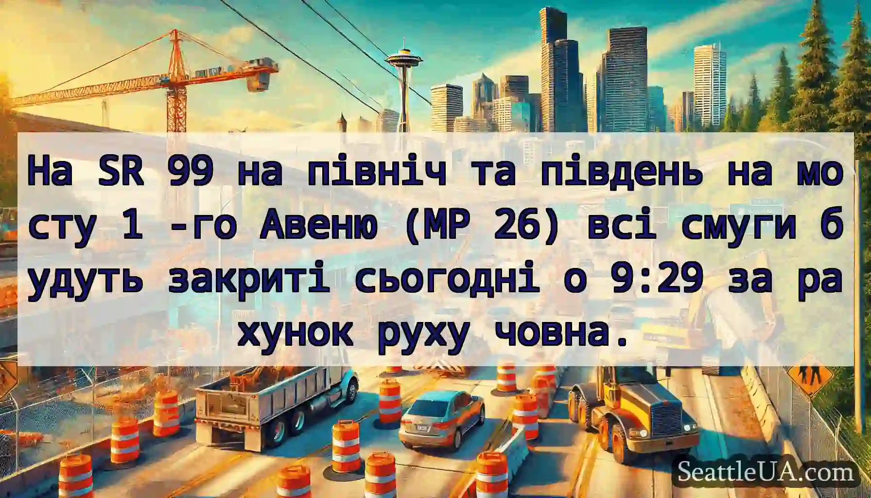 На SR 99 на північ та південь на мосту 1 -го