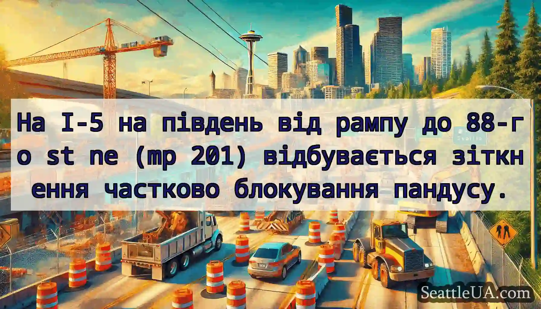 На I-5 на південь від рампу до 88-го st ne (mp