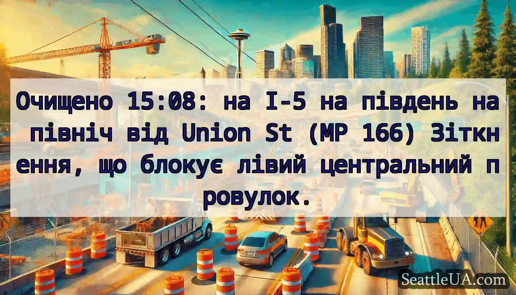 Очищено 15:08: на I-5 на південь на північ від