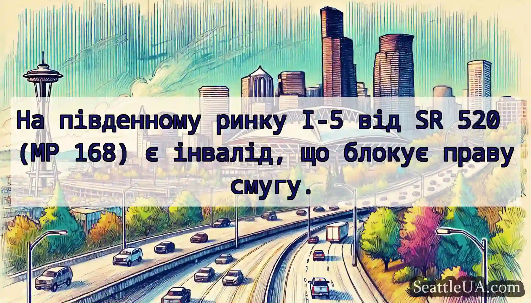 На південному ринку I-5 від SR 520 (MP 168) є