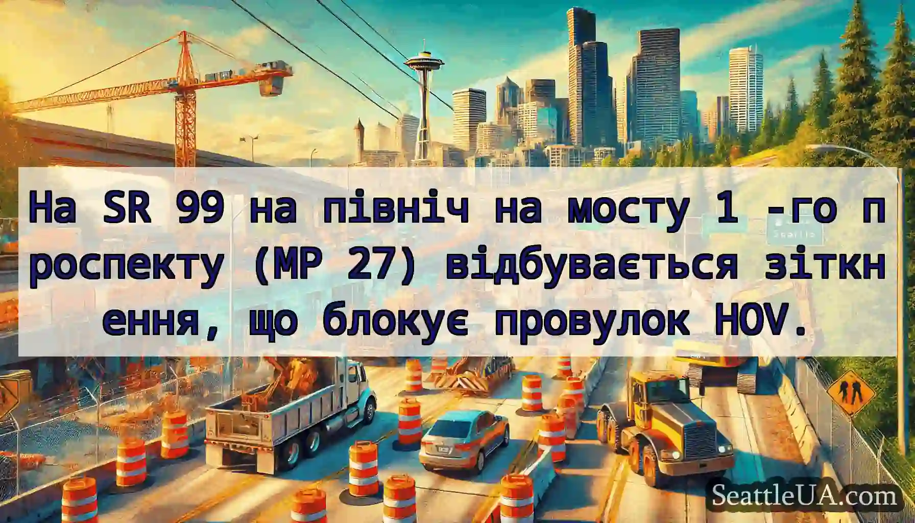 На SR 99 на північ на мосту 1 -го проспекту (MP