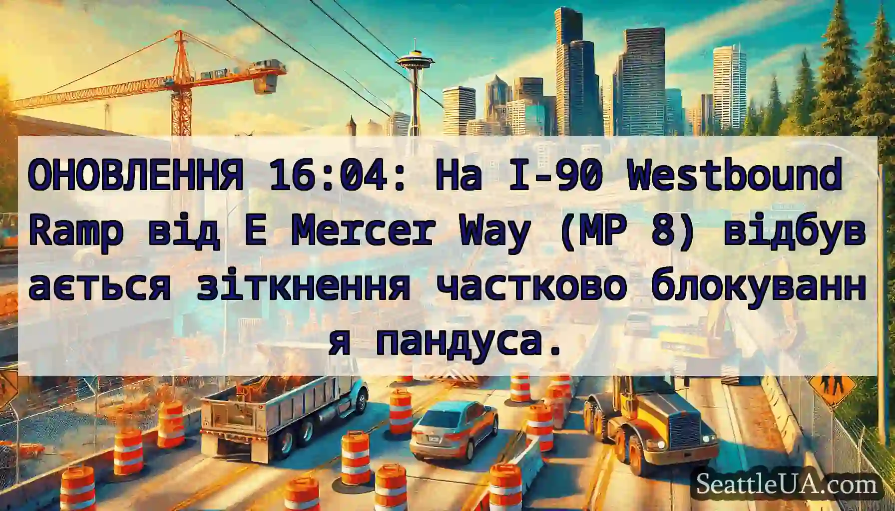 ОНОВЛЕННЯ 16:04: На I-90 Westbound Ramp від E