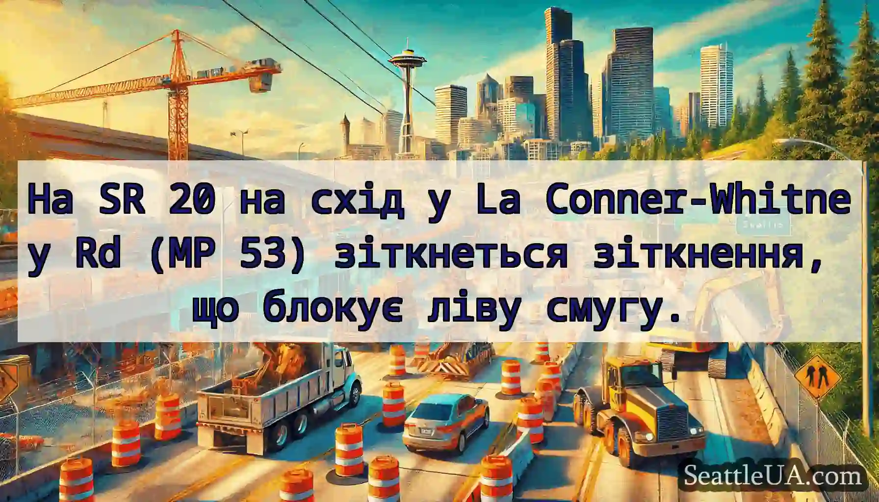 На SR 20 на схід у La Conner-Whitney Rd (MP 53)