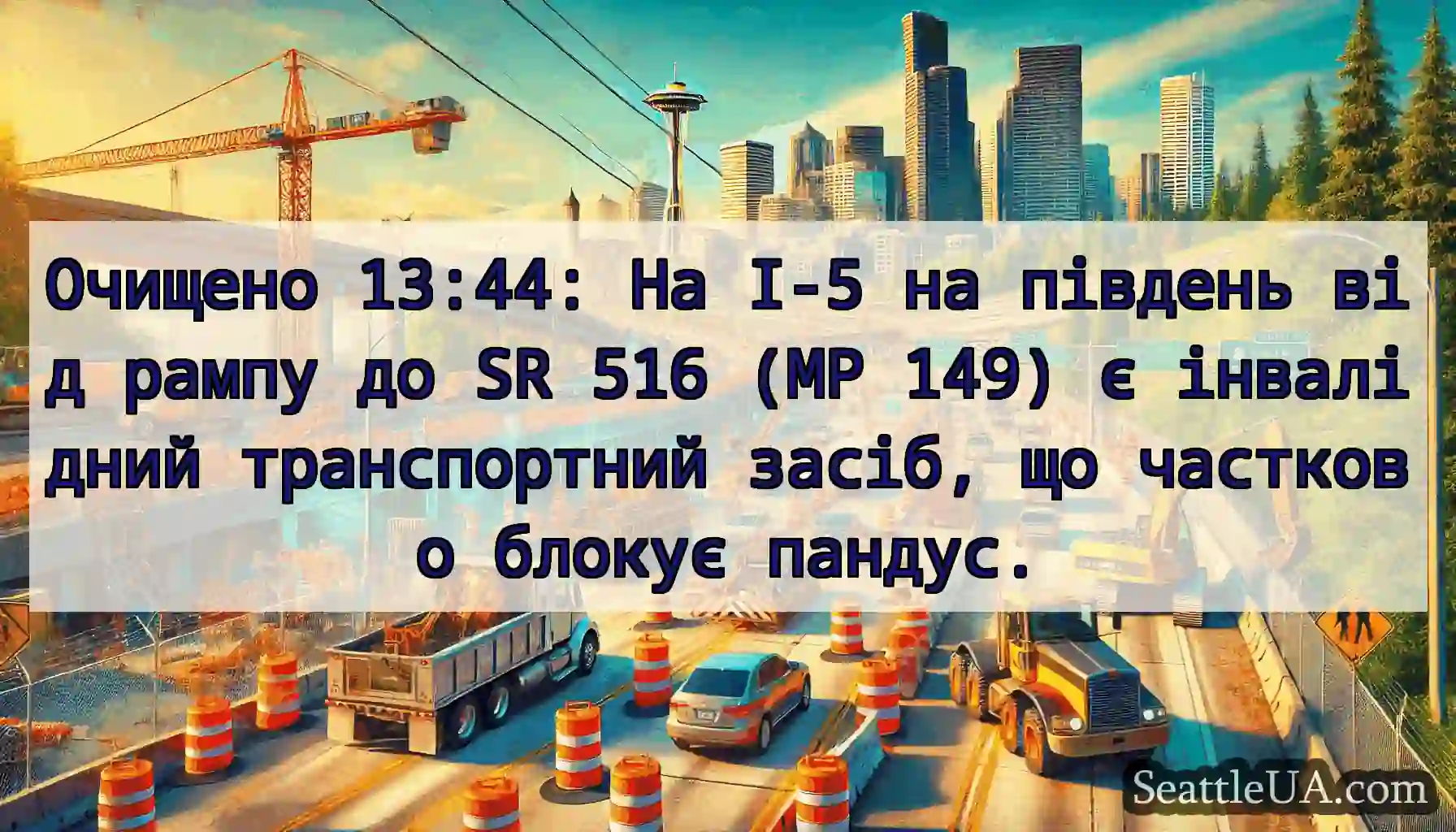 Очищено 13:44: На I-5 на південь від рампу до SR