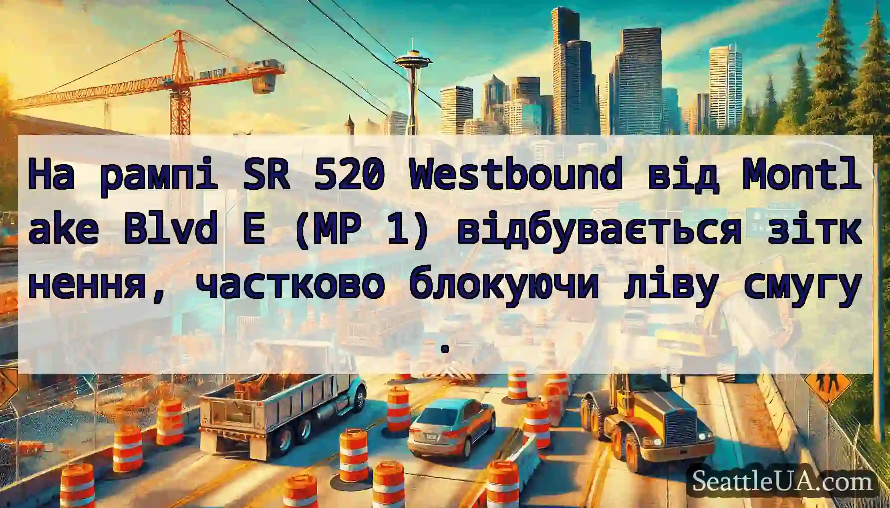 На рампі SR 520 Westbound від Montlake Blvd E (MP