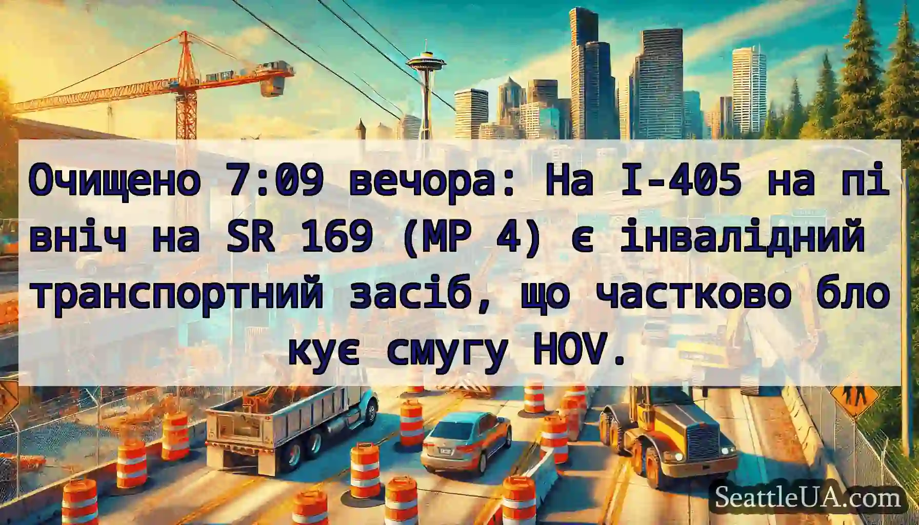 Очищено 7:09 вечора: На I-405 на північ на SR 169