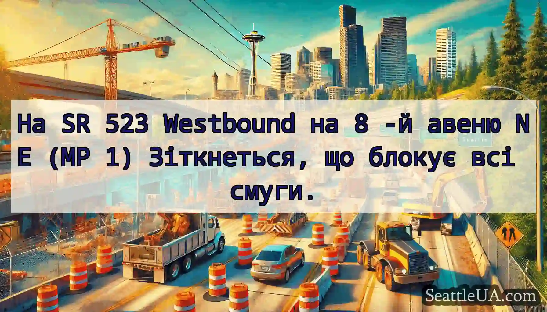 На SR 523 Westbound на 8 -й авеню NE (MP 1)