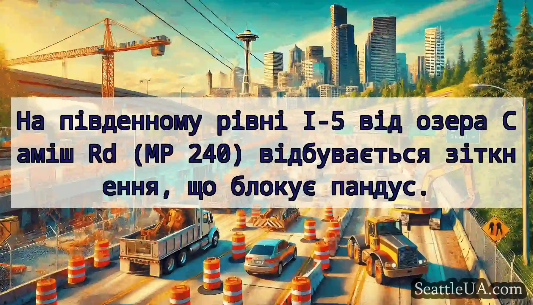 На південному рівні I-5 від озера Саміш Rd (MP