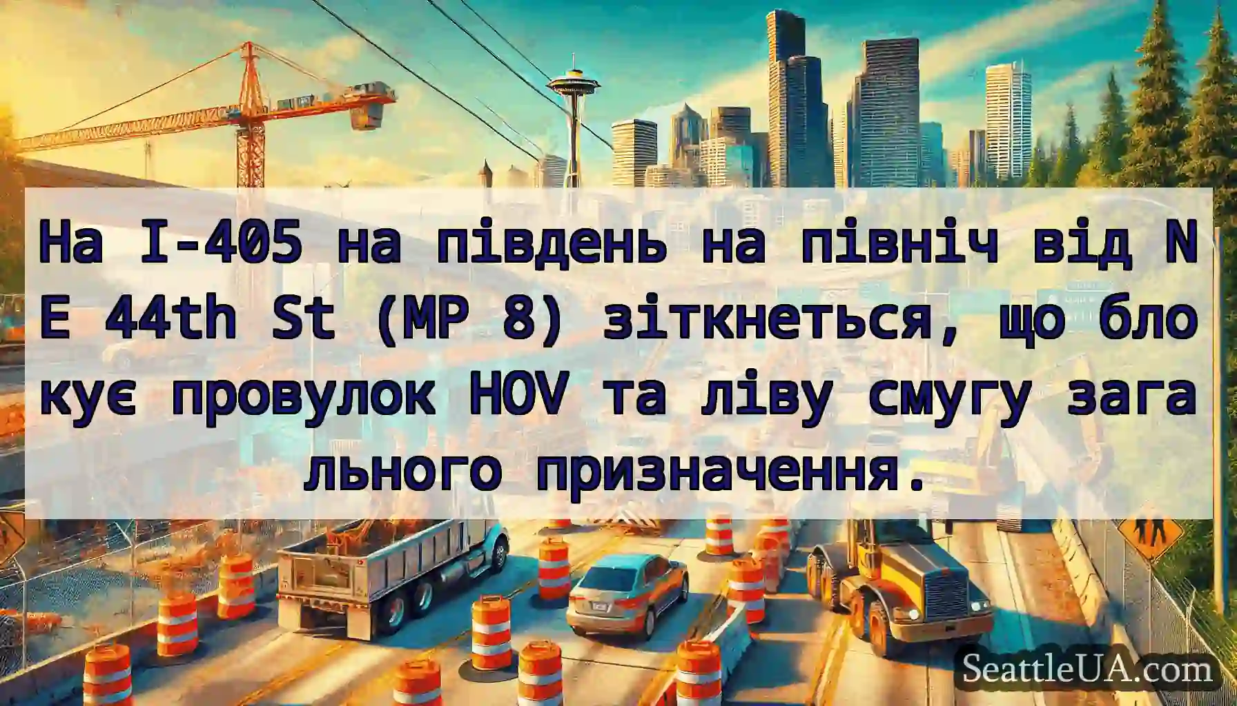 На I-405 на південь на північ від NE 44th St (MP