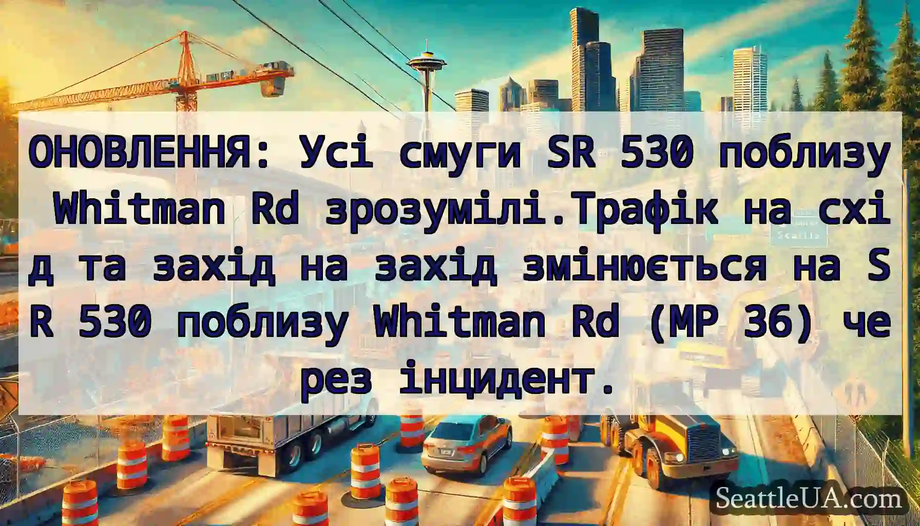 ОНОВЛЕННЯ: Усі смуги SR 530 поблизу Whitman Rd