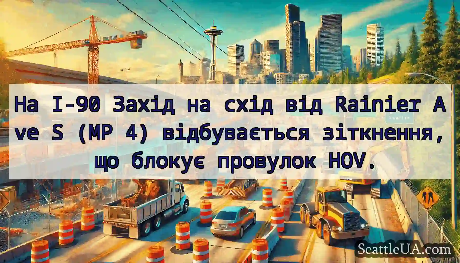 На I-90 Захід на схід від Rainier Ave S (MP 4)