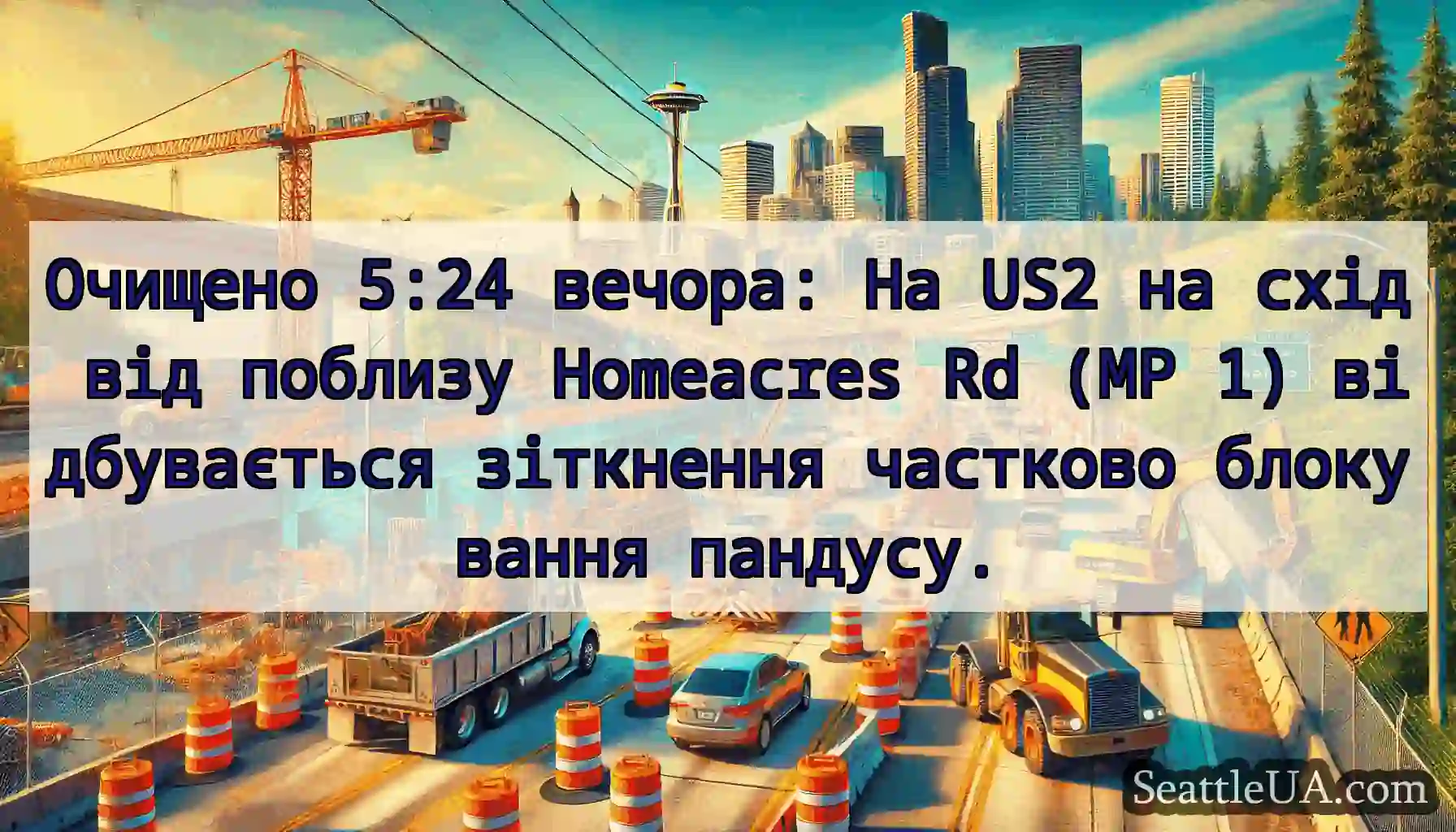 Очищено 5:24 вечора: На US2 на схід від поблизу