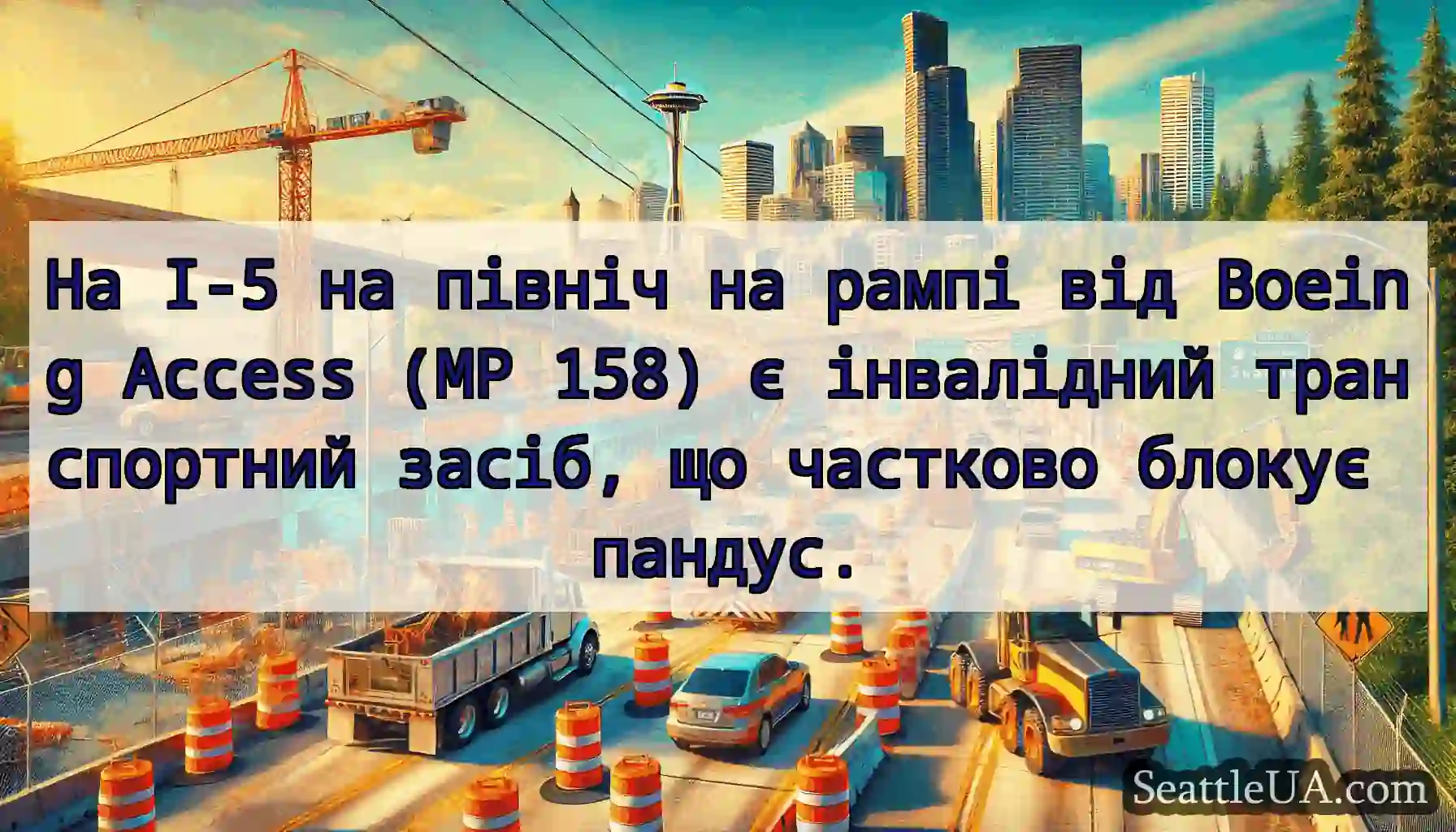 На I-5 на північ на рампі від Boeing Access (MP