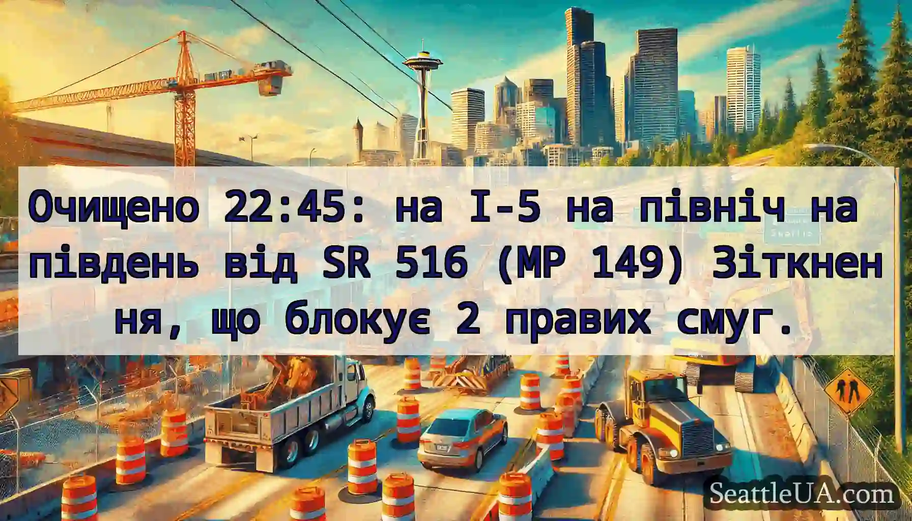 Очищено 22:45: на I-5 на північ на південь від SR