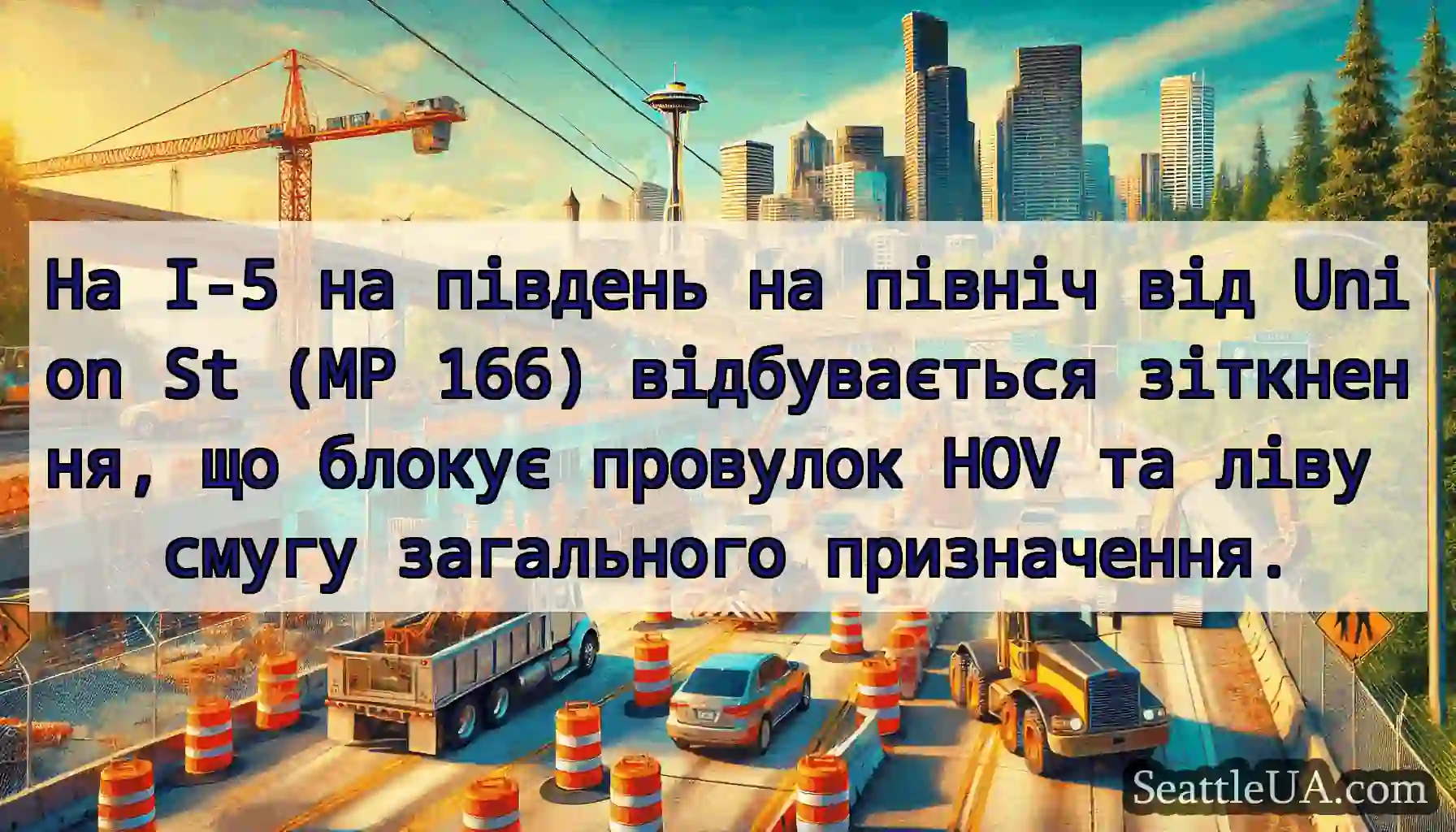 На I-5 на південь на північ від Union St (MP 166)