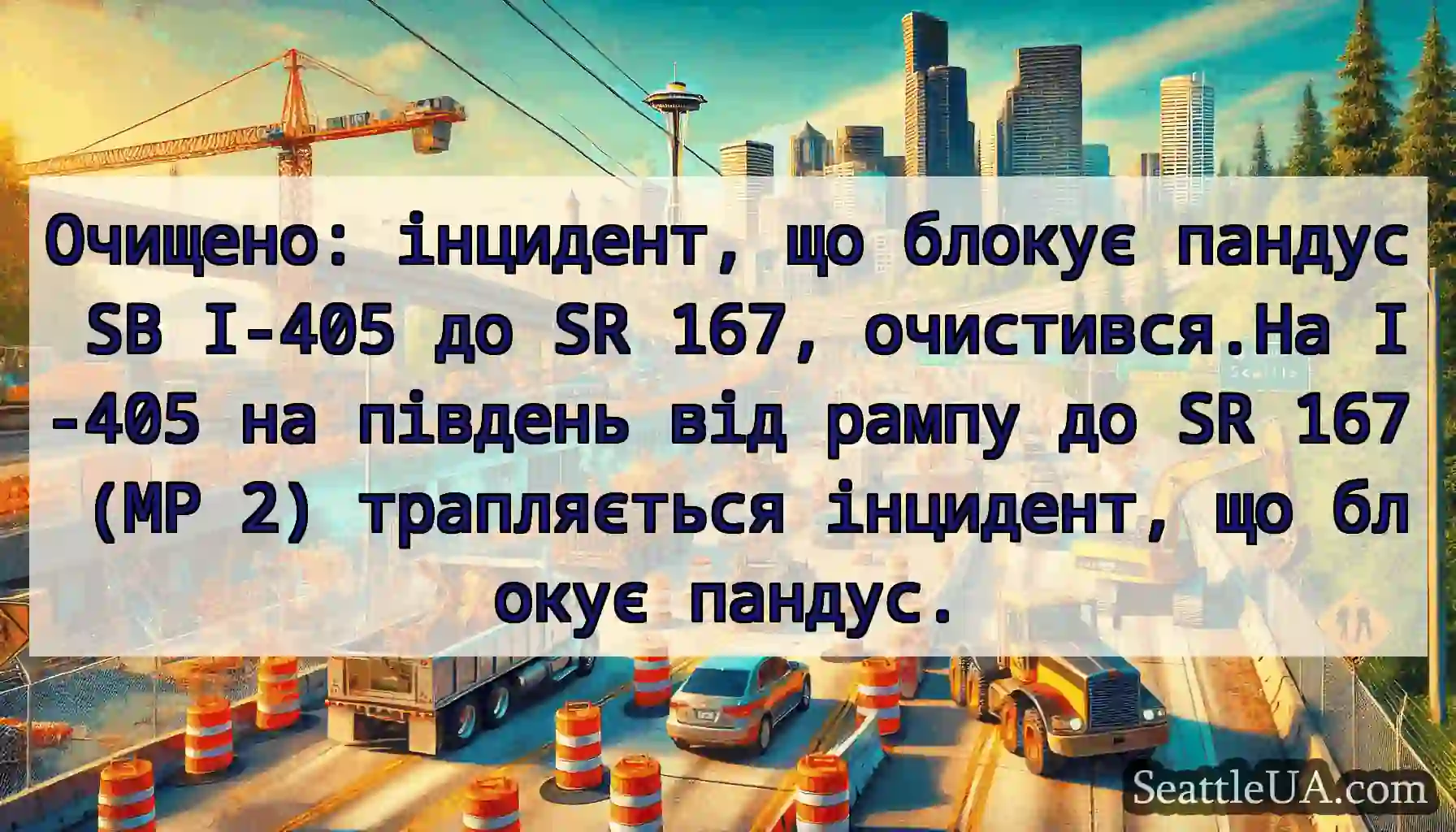 Очищено: інцидент, що блокує пандус SB I-405 до