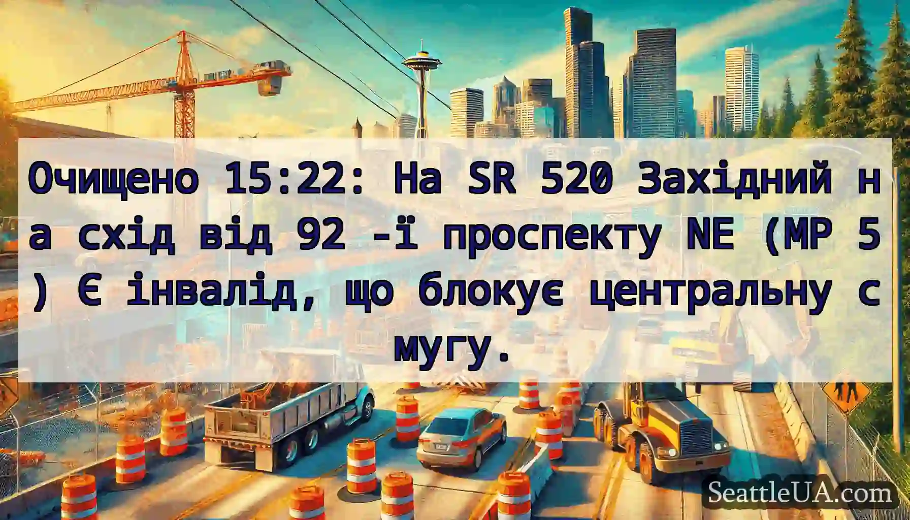 Очищено 15:22: На SR 520 Західний на схід від 92