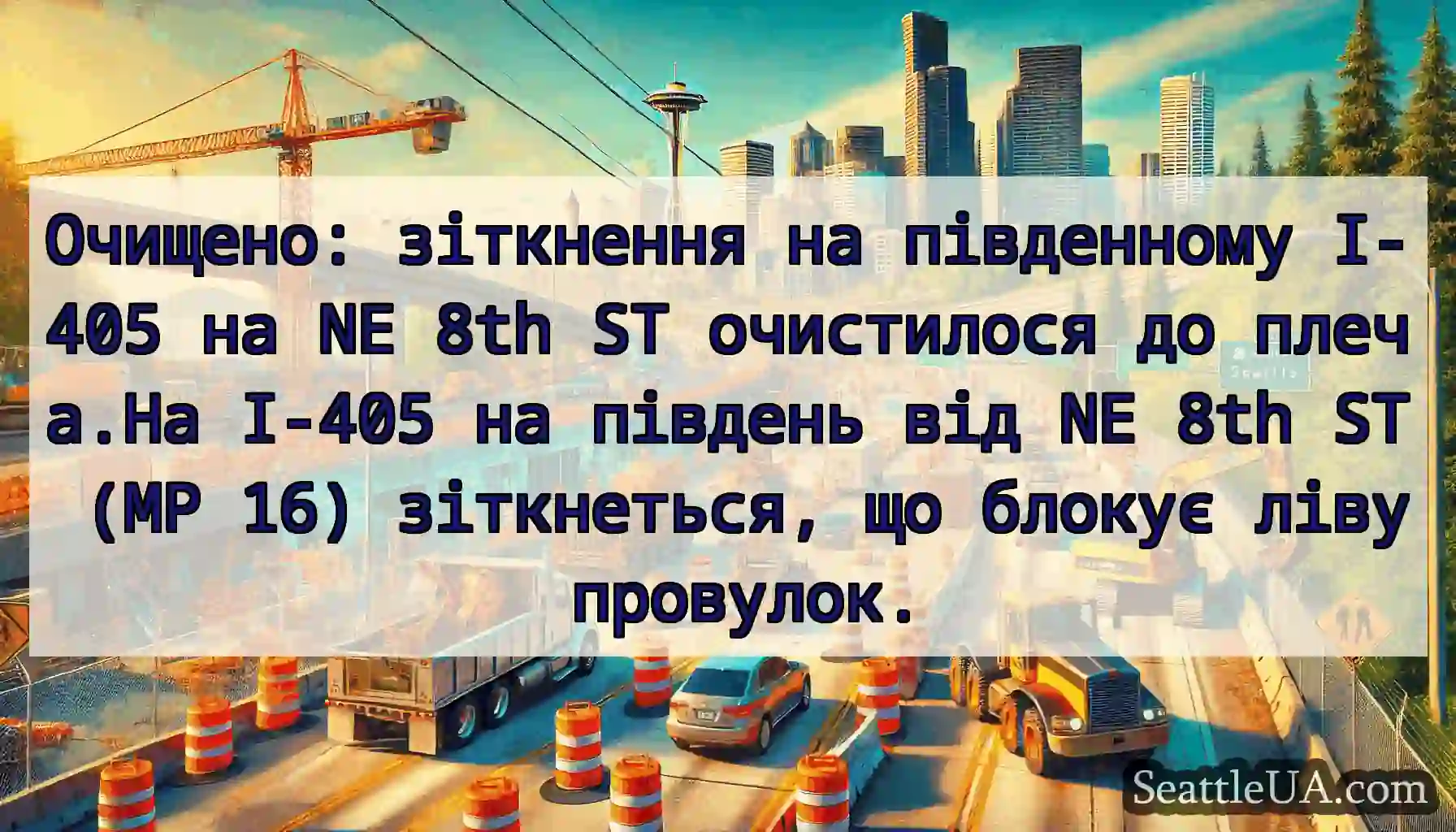 Очищено: зіткнення на південному I-405 на NE 8th