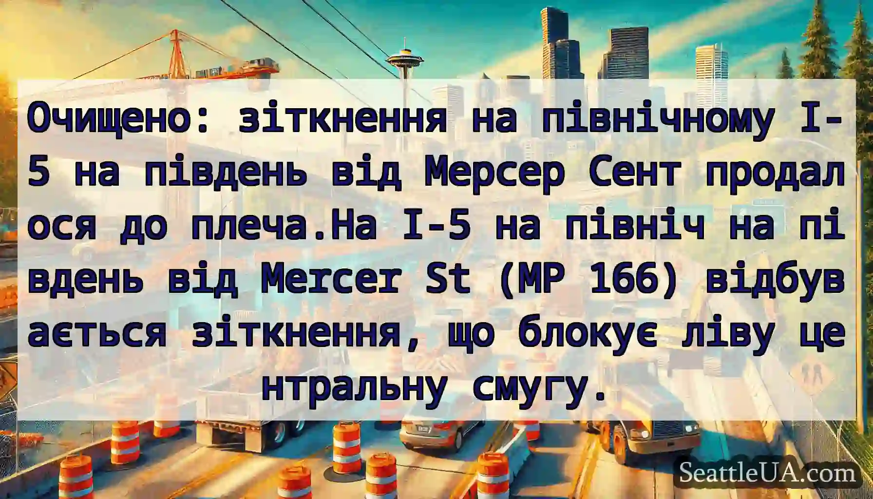 Очищено: зіткнення на північному I-5 на південь