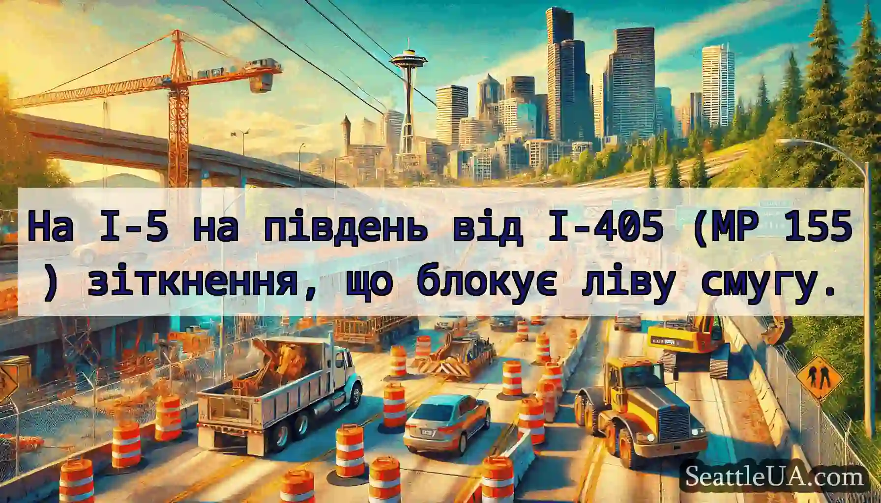 На I-5 на південь від I-405 (MP 155) зіткнення,