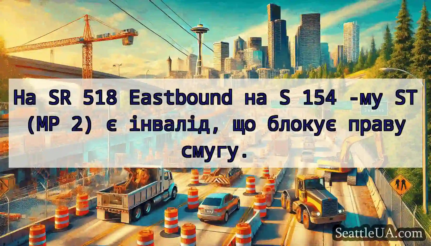 На SR 518 Eastbound на S 154 -му ST (MP 2) є