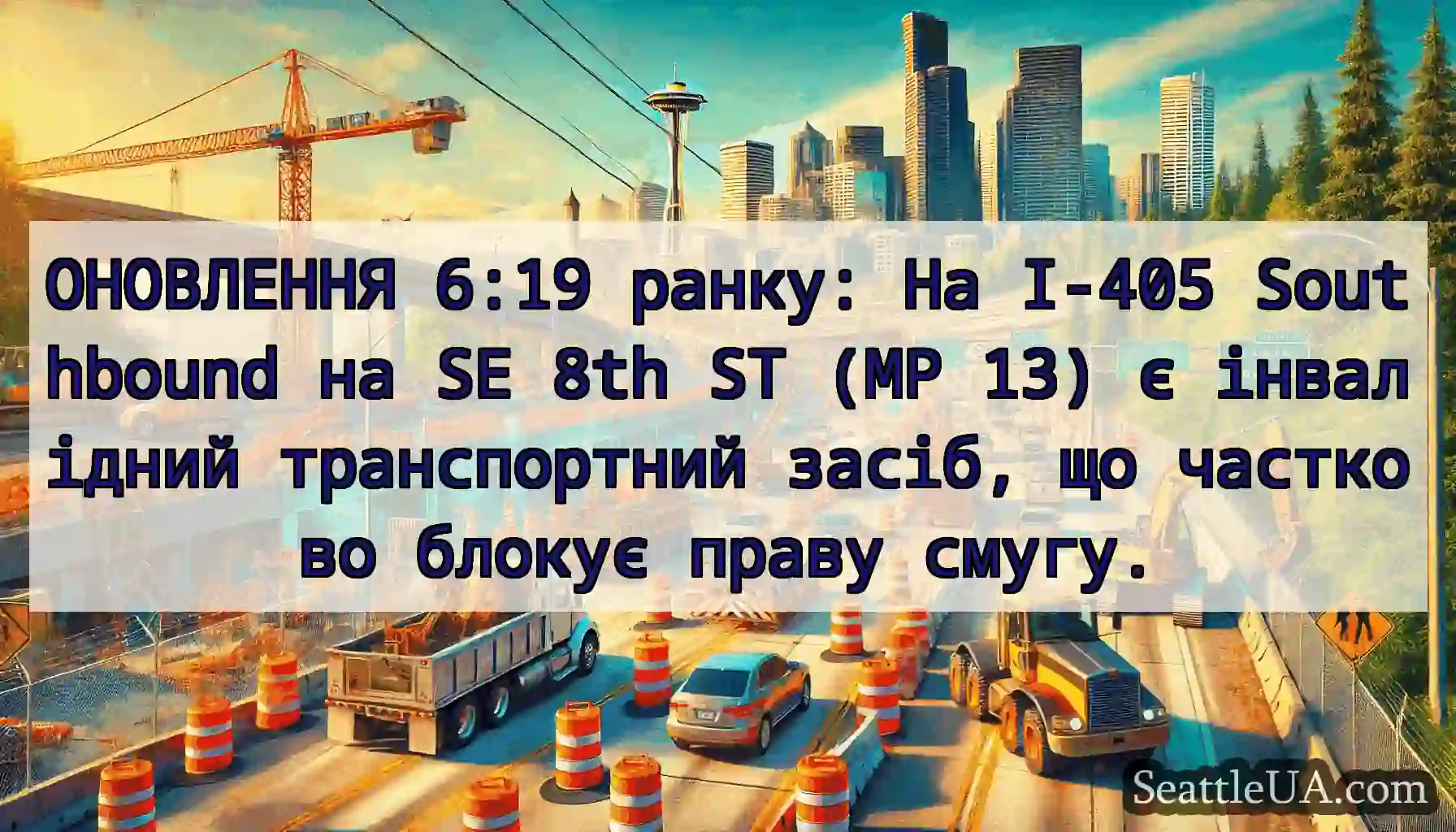 ОНОВЛЕННЯ 6:19 ранку: На I-405 Southbound на SE