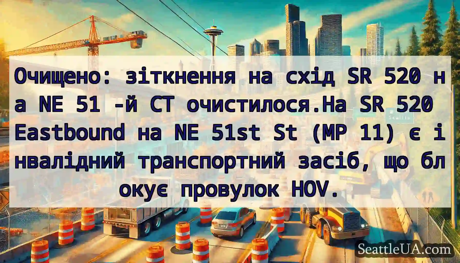Очищено: зіткнення на схід SR 520 на NE 51 -й СТ