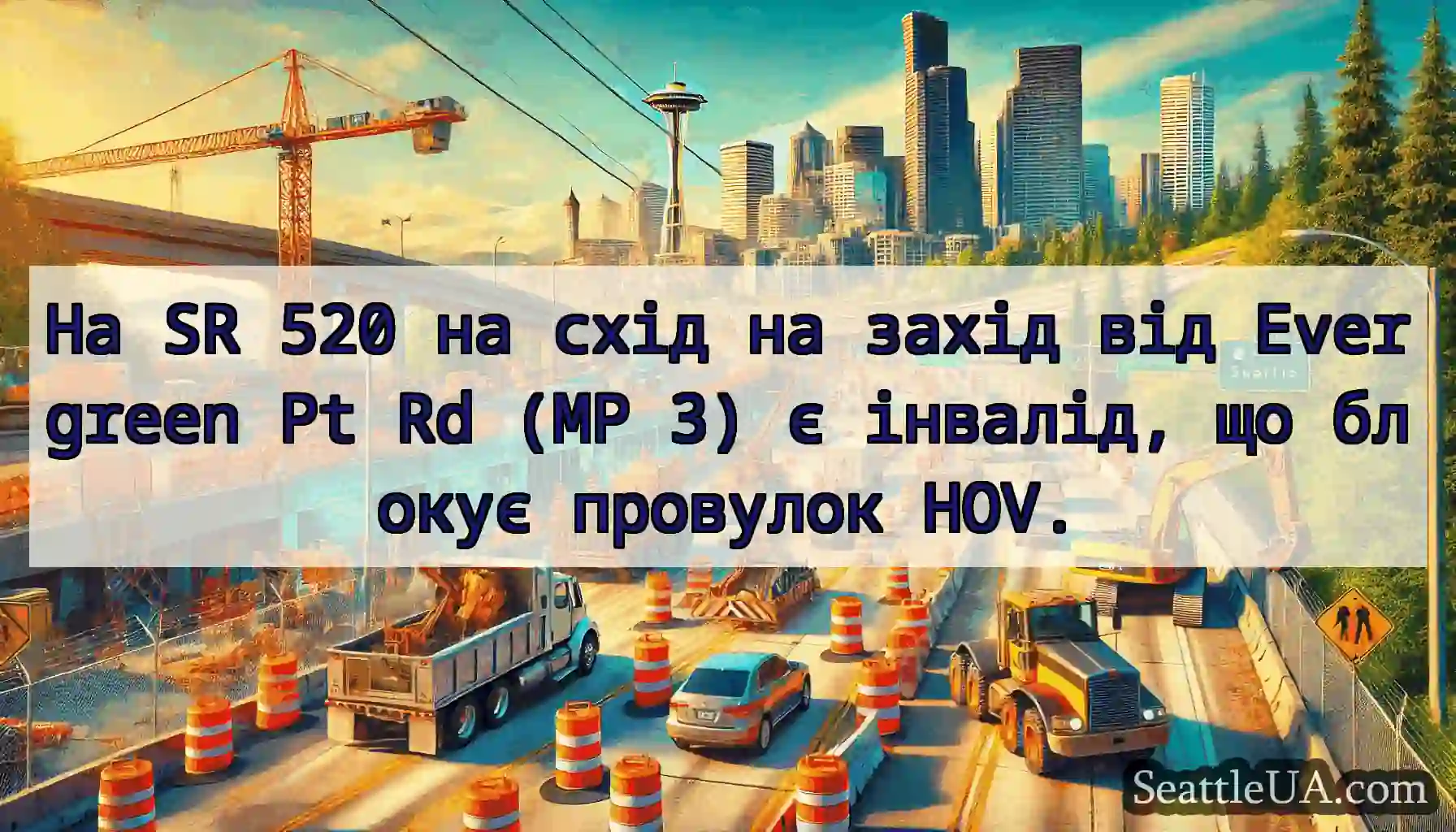 На SR 520 на схід на захід від Evergreen Pt Rd