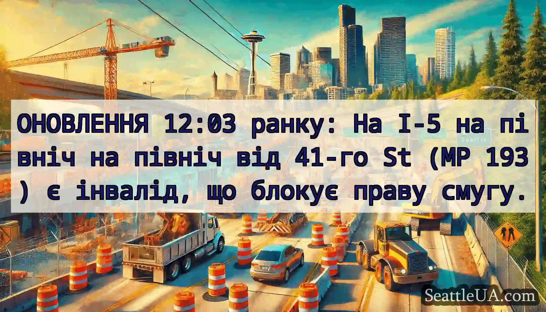 ОНОВЛЕННЯ 12:03 ранку: На I-5 на північ на північ