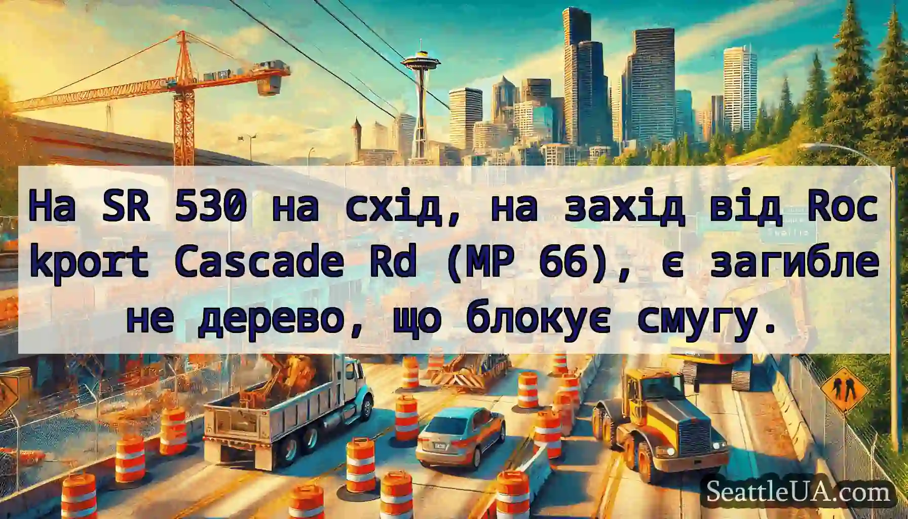 На SR 530 на схід, на захід від Rockport Cascade