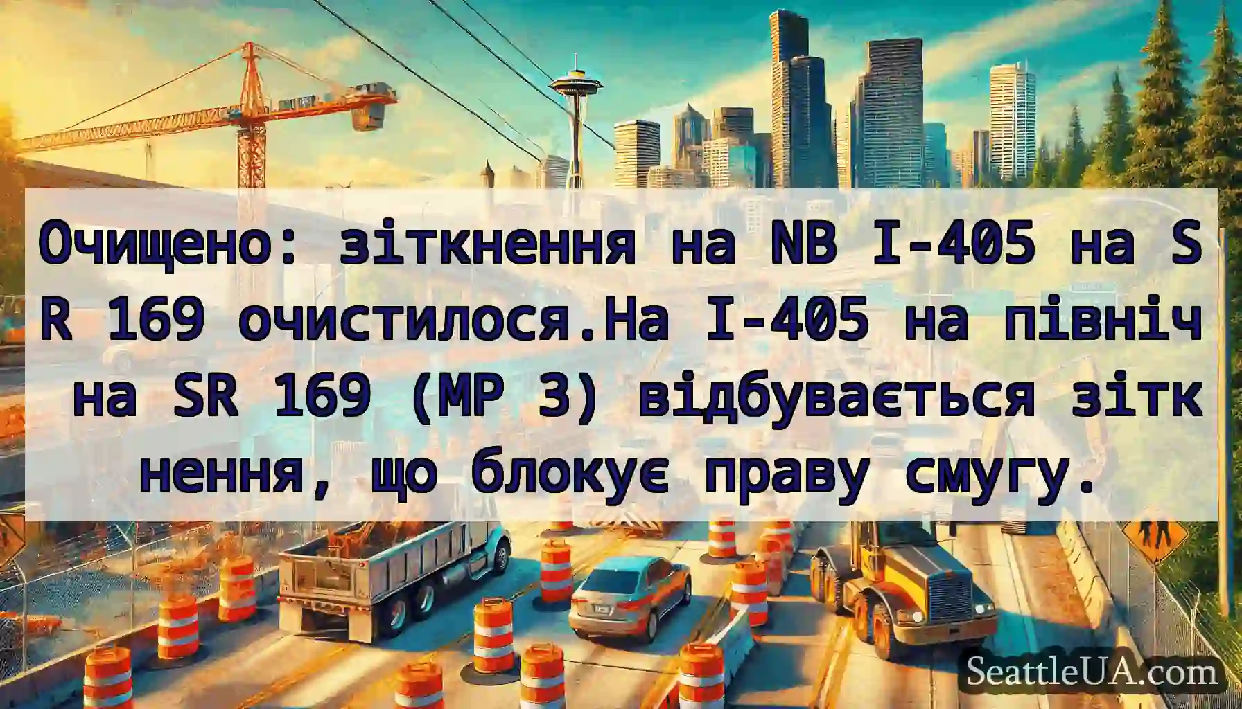 Очищено: зіткнення на NB I-405 на SR 169