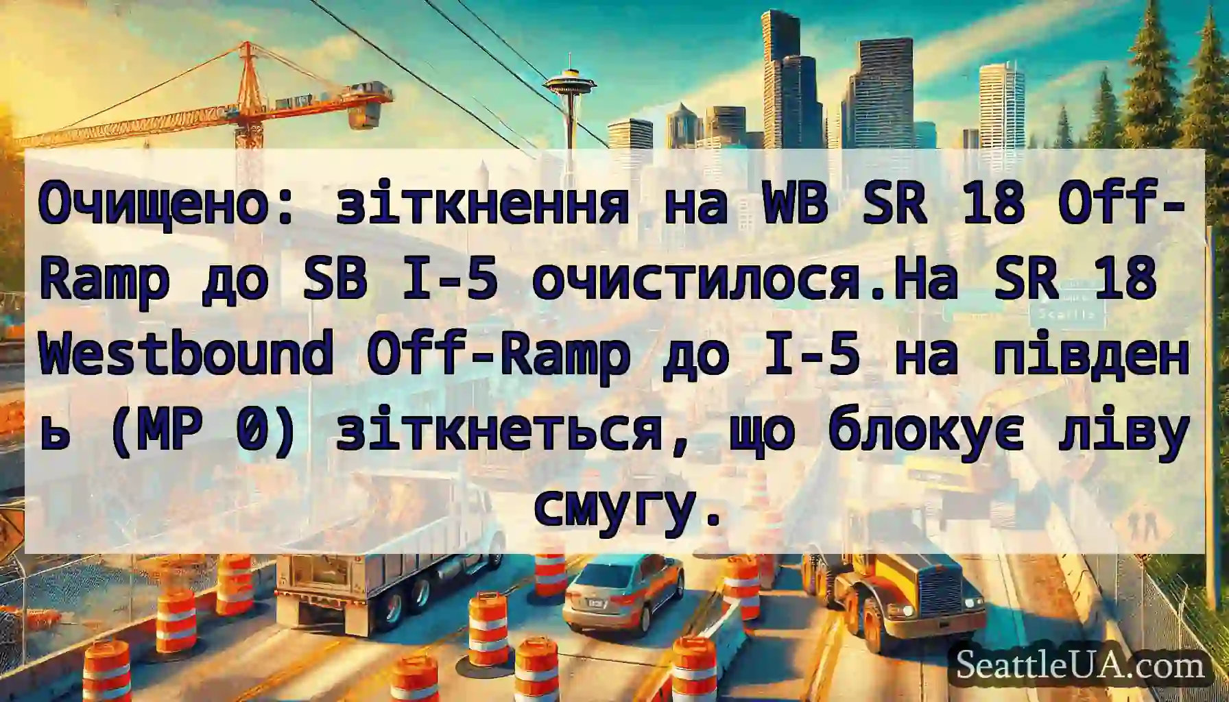 Очищено: зіткнення на WB SR 18 Off-Ramp до SB I-5