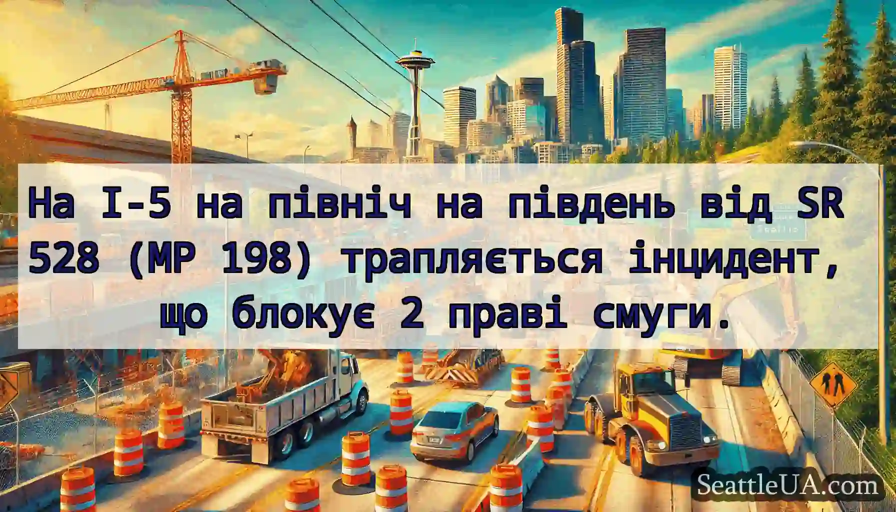 На I-5 на північ на південь від SR 528 (MP 198)