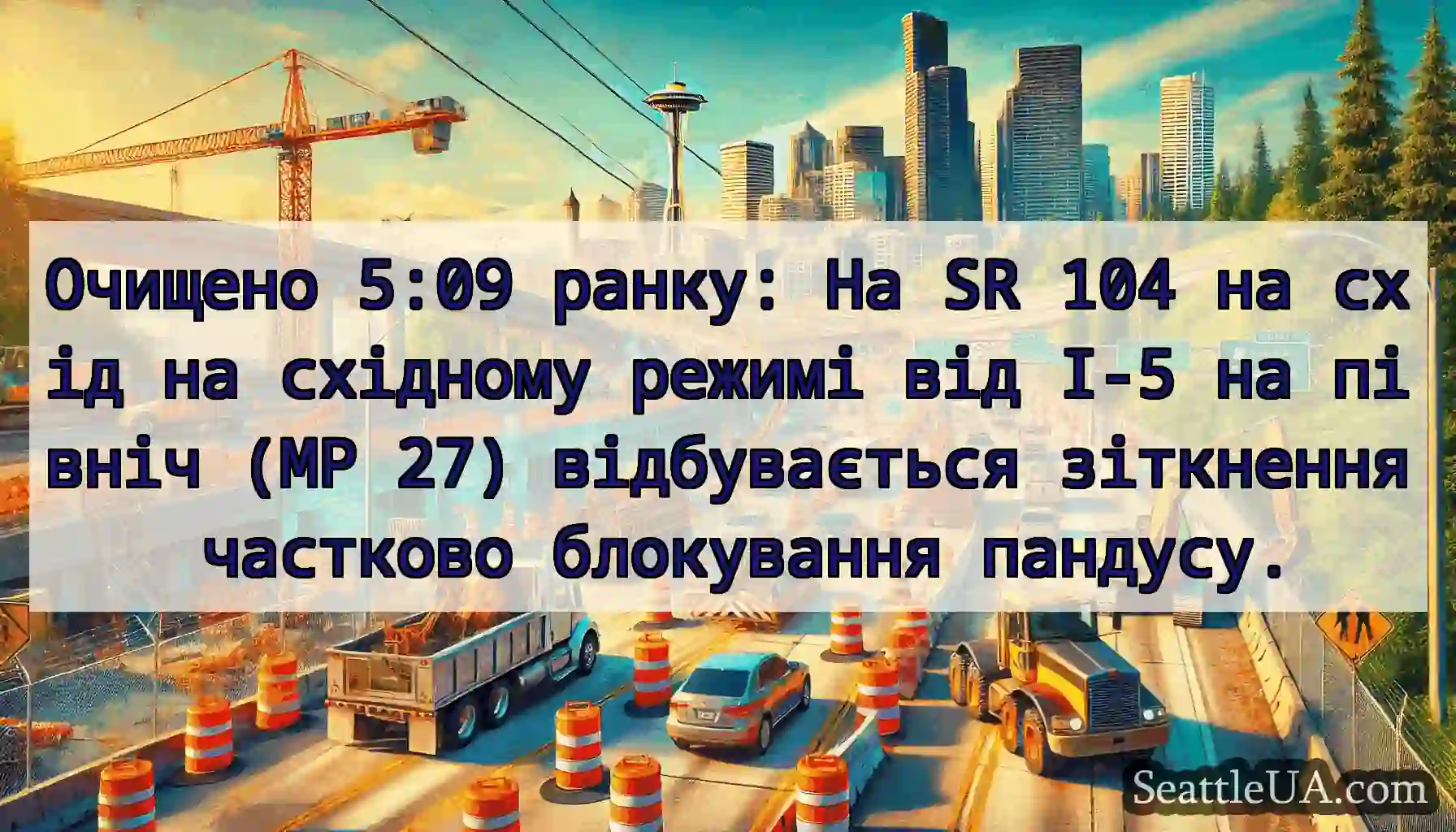 Очищено 5:09 ранку: На SR 104 на схід на східному