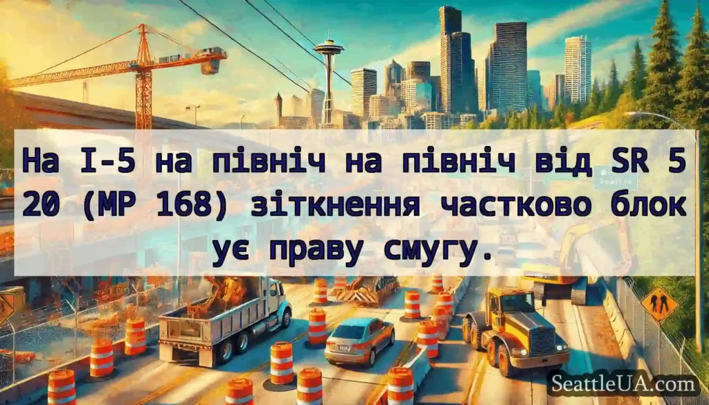 На I-5 на північ на північ від SR 520 (MP 168)