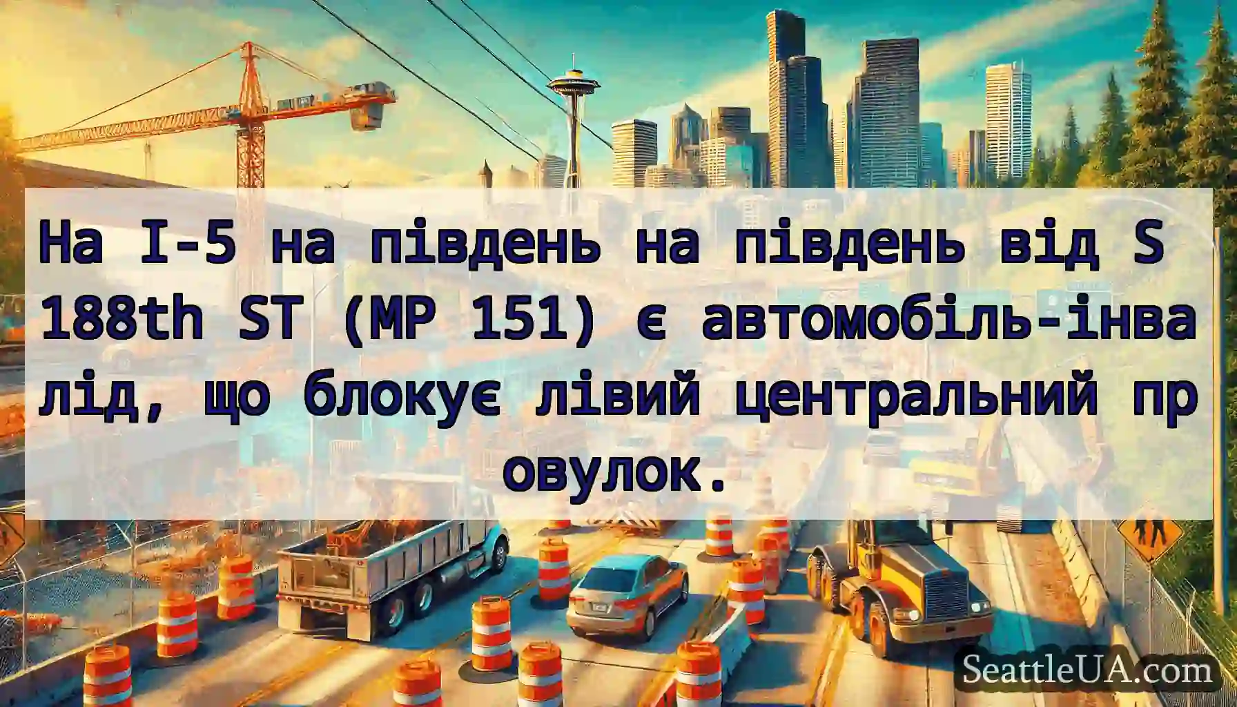 На I-5 на південь на південь від S 188th ST (MP