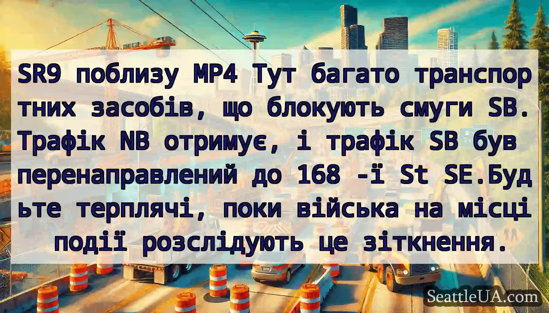 SR9 поблизу MP4 Тут багато транспортних засобів,