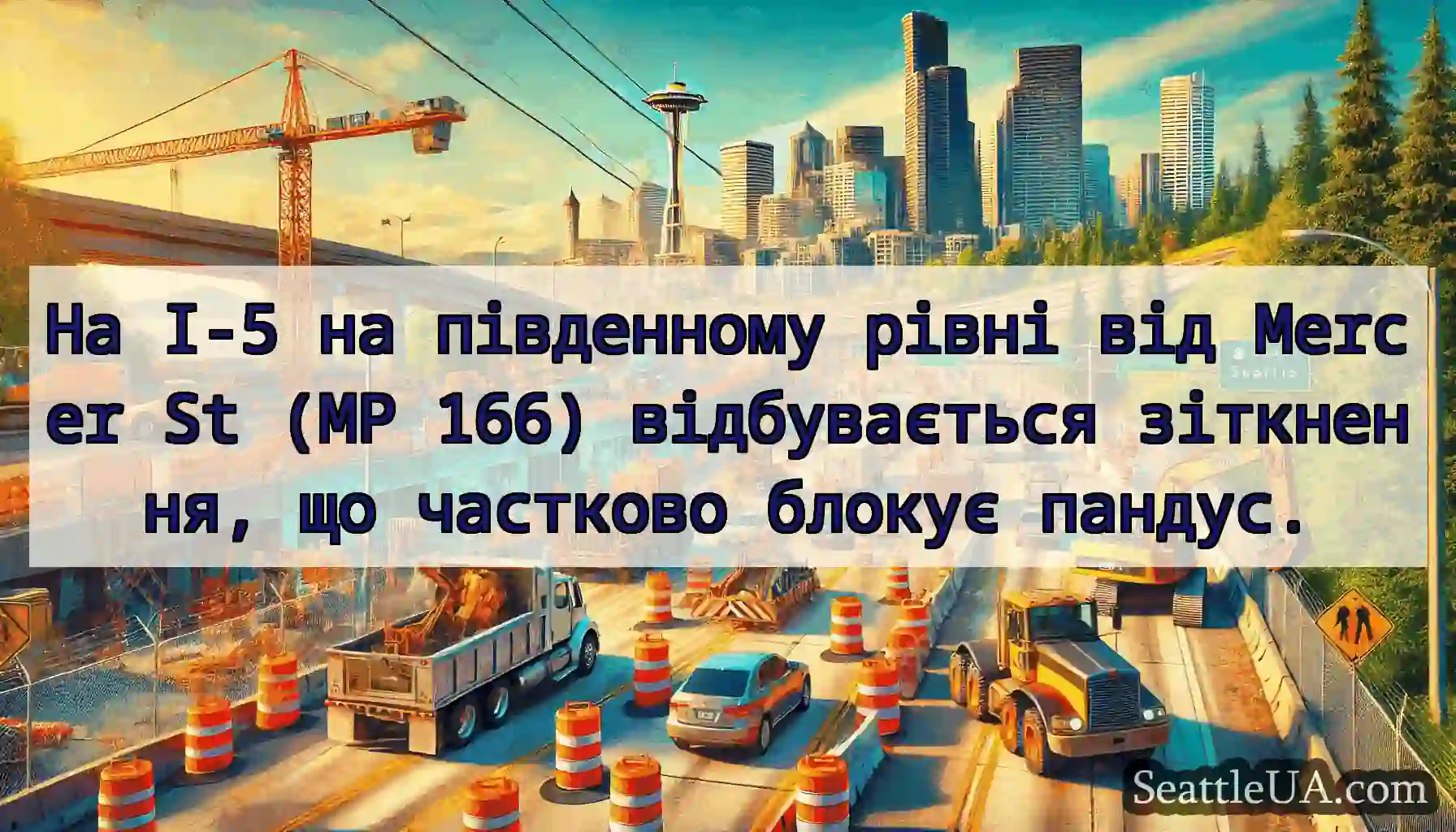 На I-5 на південному рівні від Mercer St (MP 166)