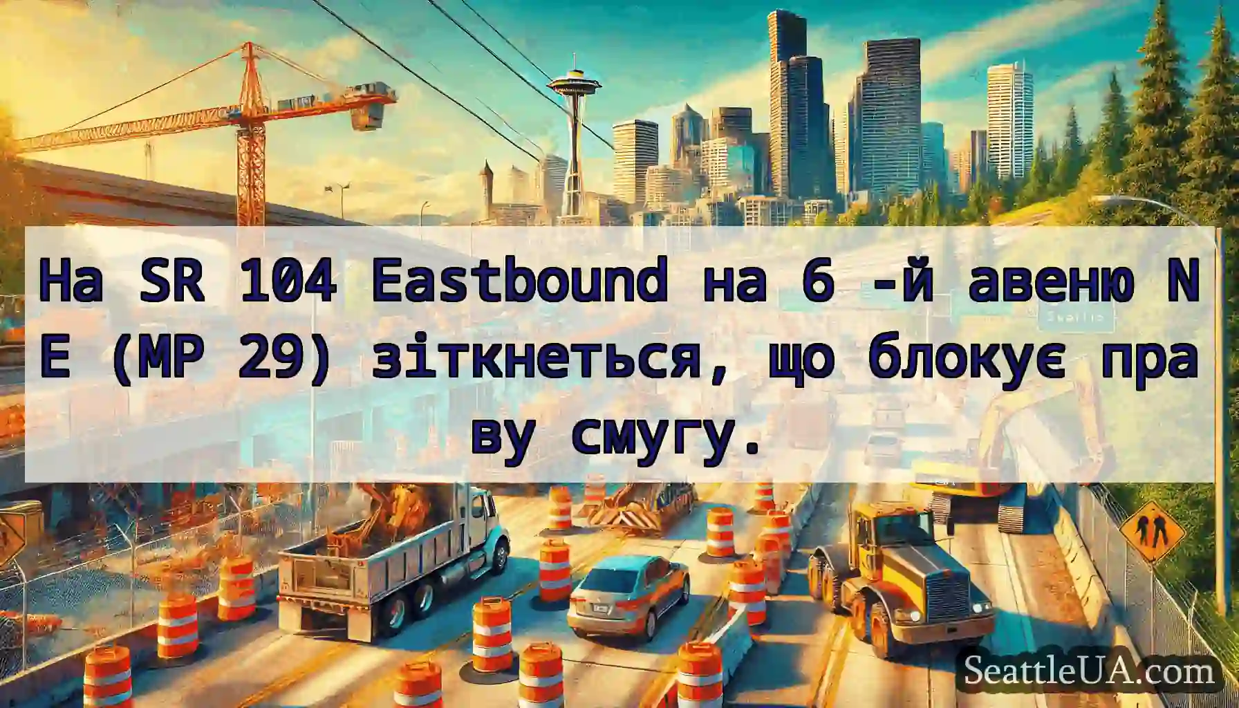 На SR 104 Eastbound на 6 -й авеню NE (MP 29)