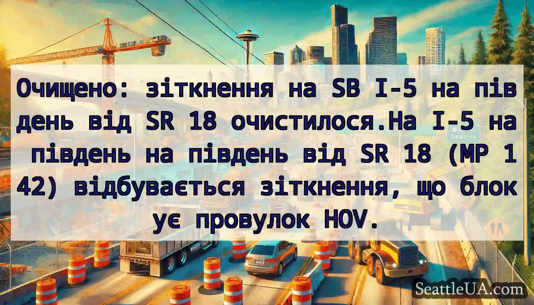 Очищено: зіткнення на SB I-5 на південь від SR 18