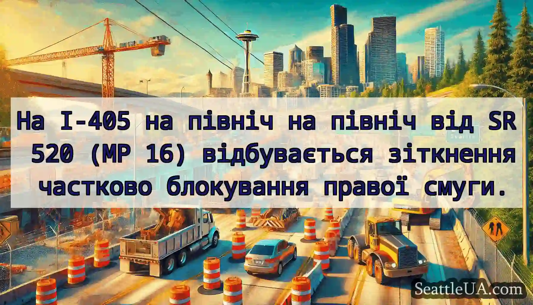 На I-405 на північ на північ від SR 520 (MP 16)