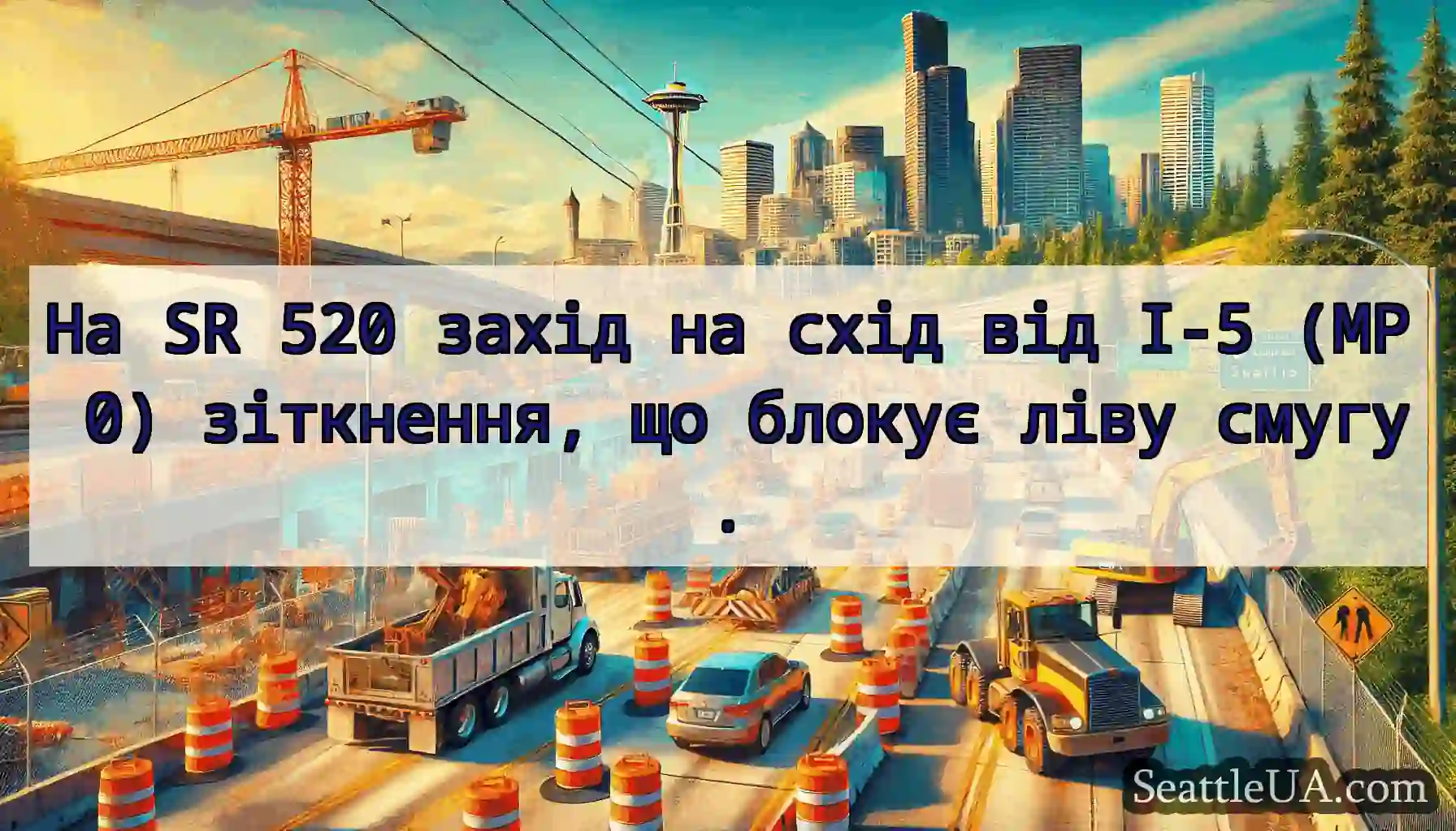 На SR 520 захід на схід від I-5 (MP 0) зіткнення,