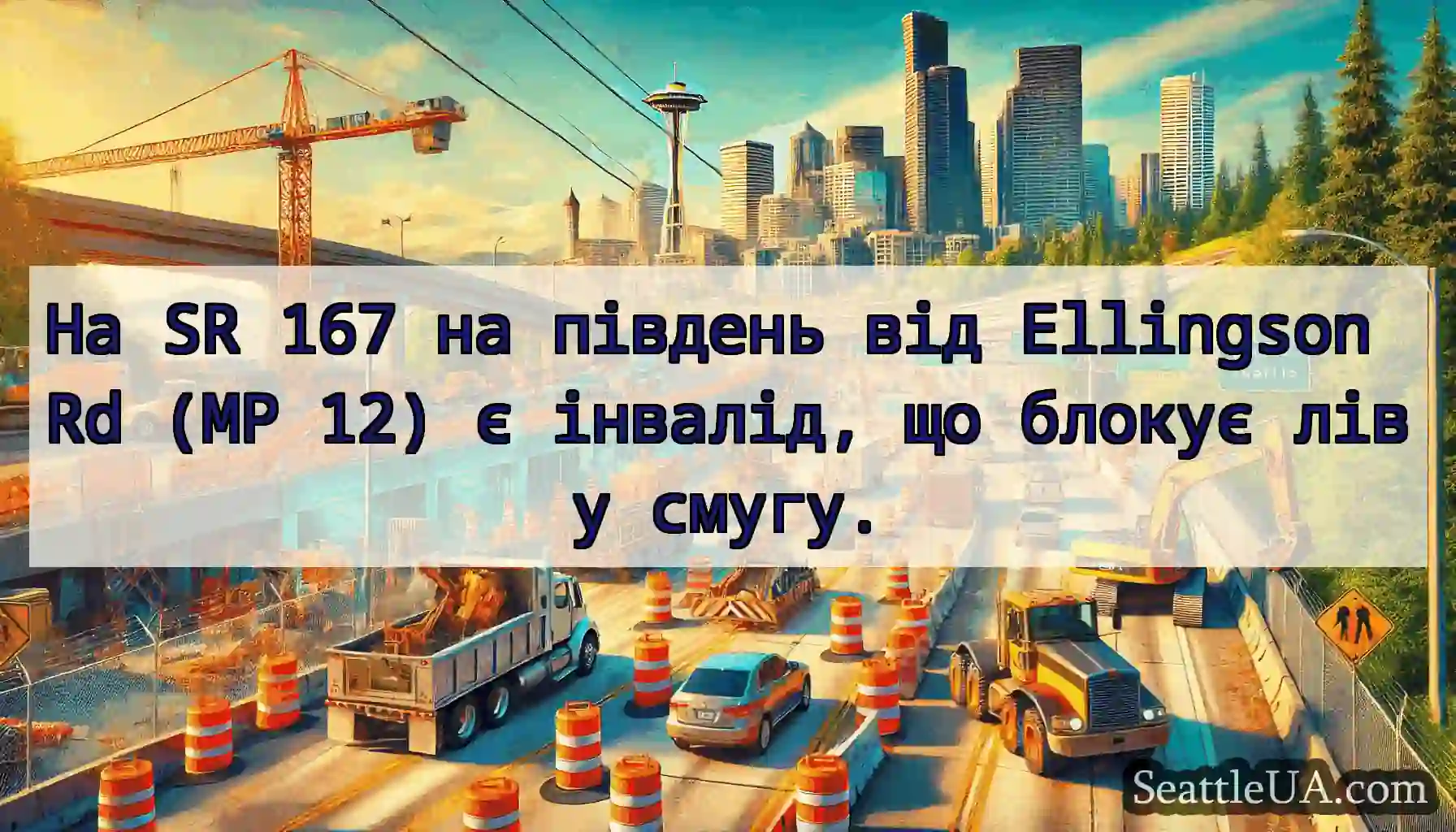 На SR 167 на південь від Ellingson Rd (MP 12) є