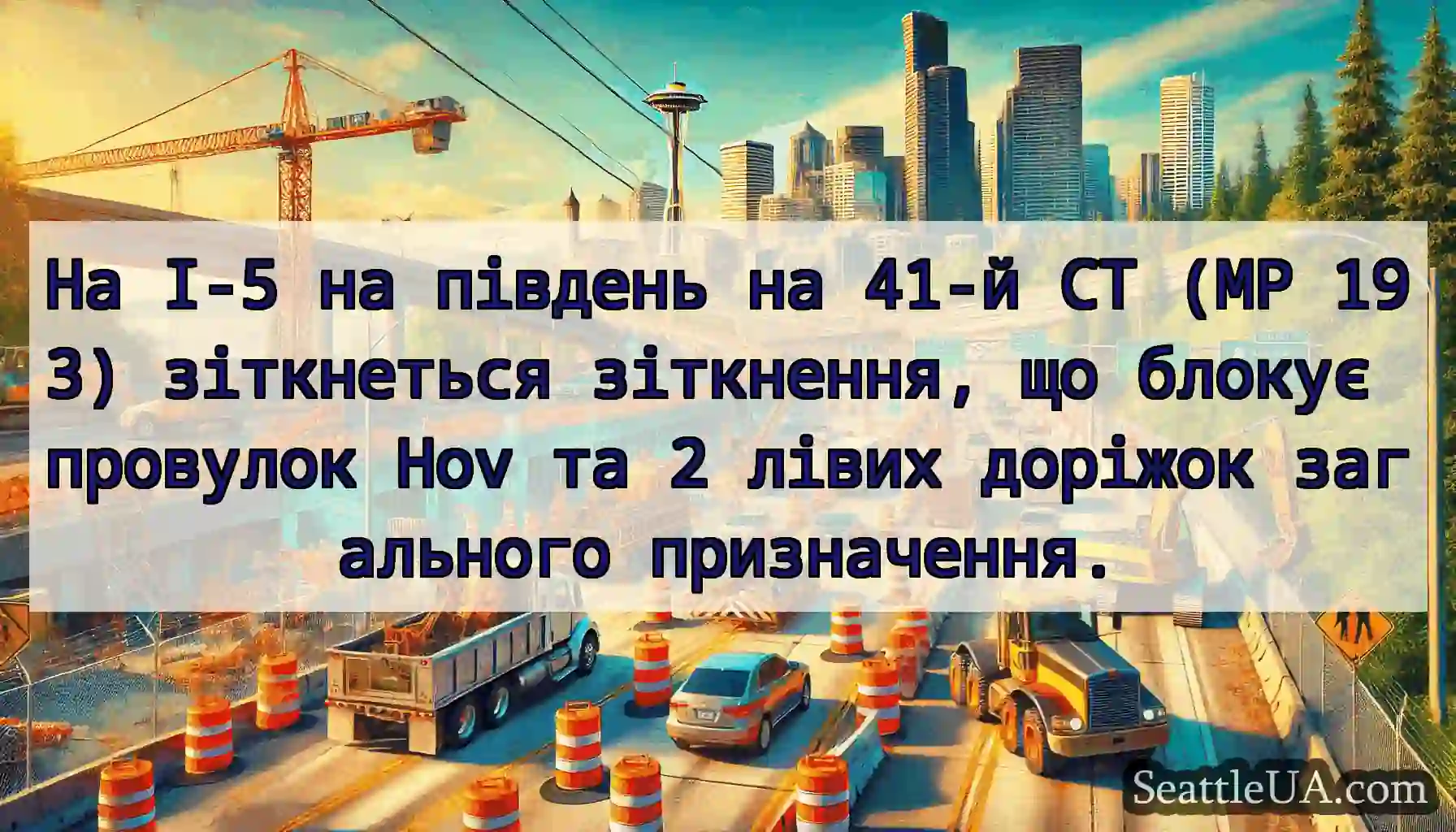 На I-5 на південь на 41-й СТ (MP 193) зіткнеться