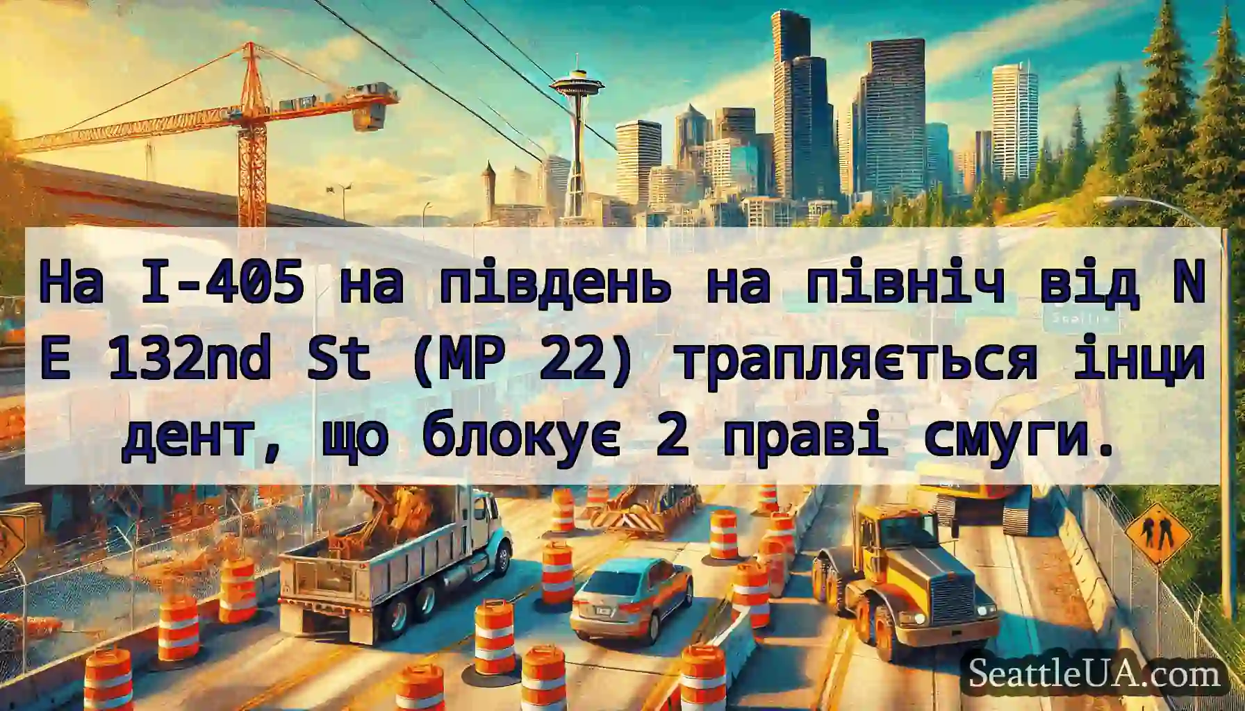 На I-405 на південь на північ від NE 132nd St (MP